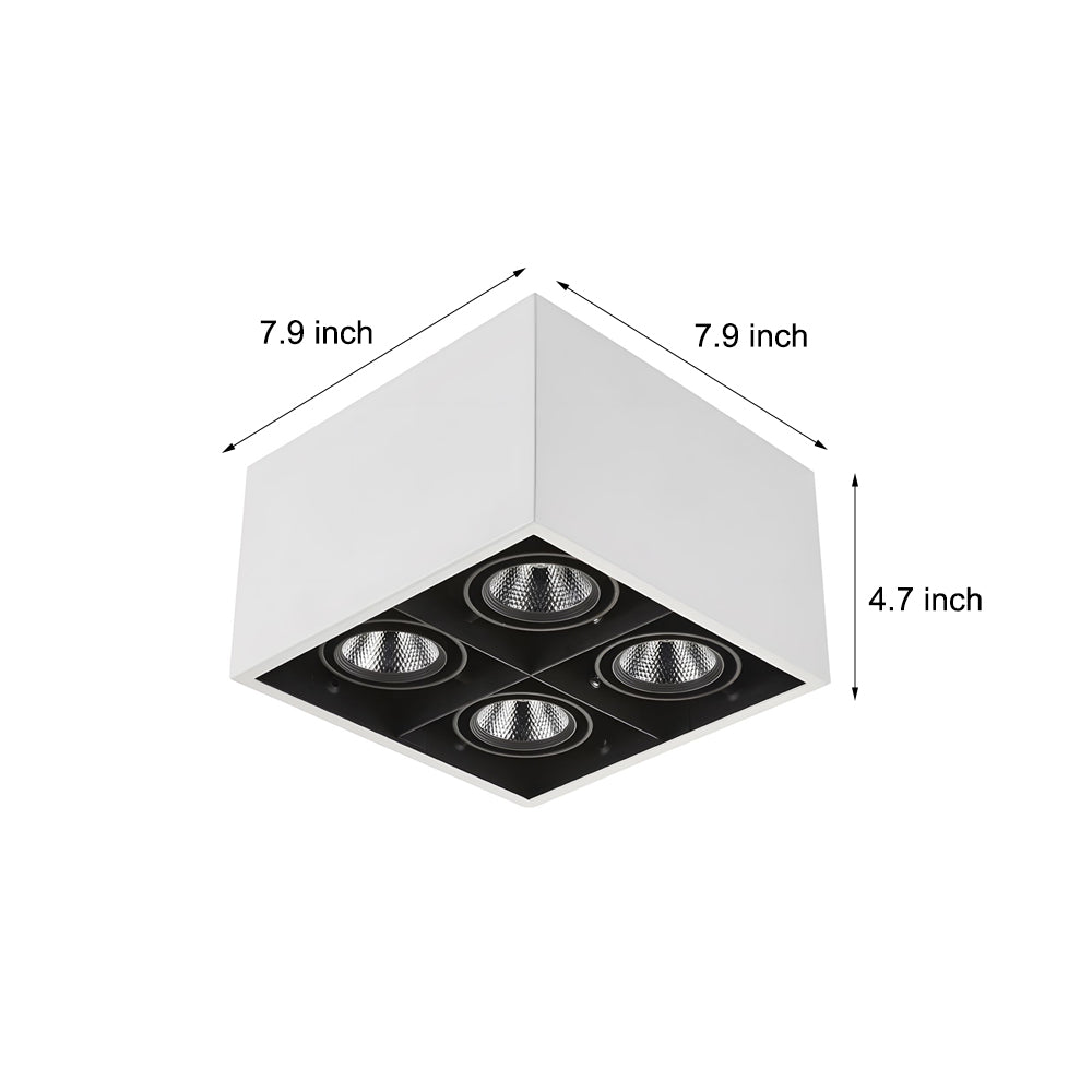 Adjustable 4 - Head 7/12W LED Flush Mount Cube Ceiling Spotlights
