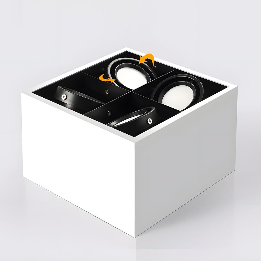 Adjustable 4 - Head 7/12W LED Flush Mount Cube Ceiling Spotlights