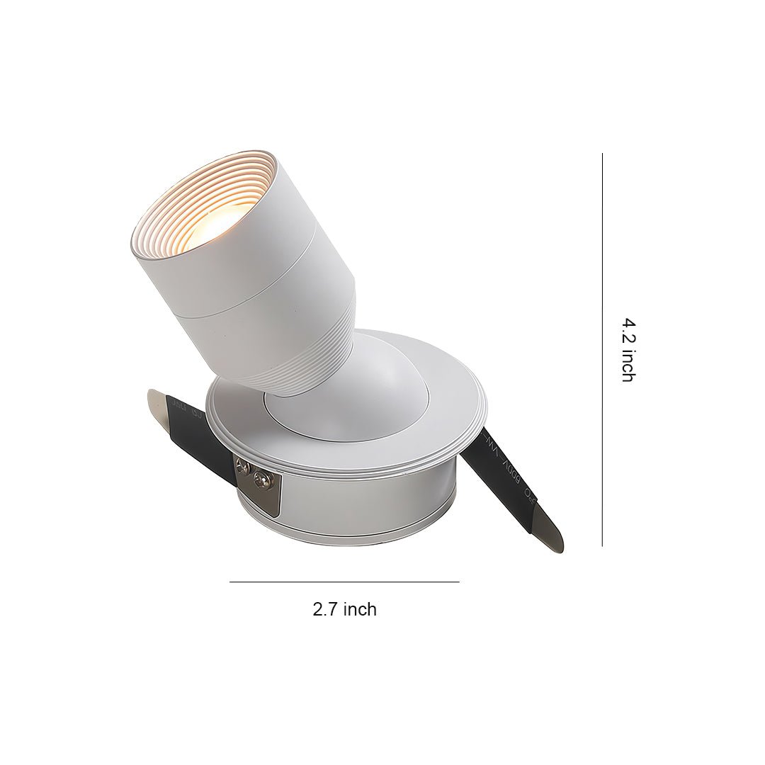 Adjustable LED downlight with sleek black trim, ideal for focused task lighting in modern interiors.