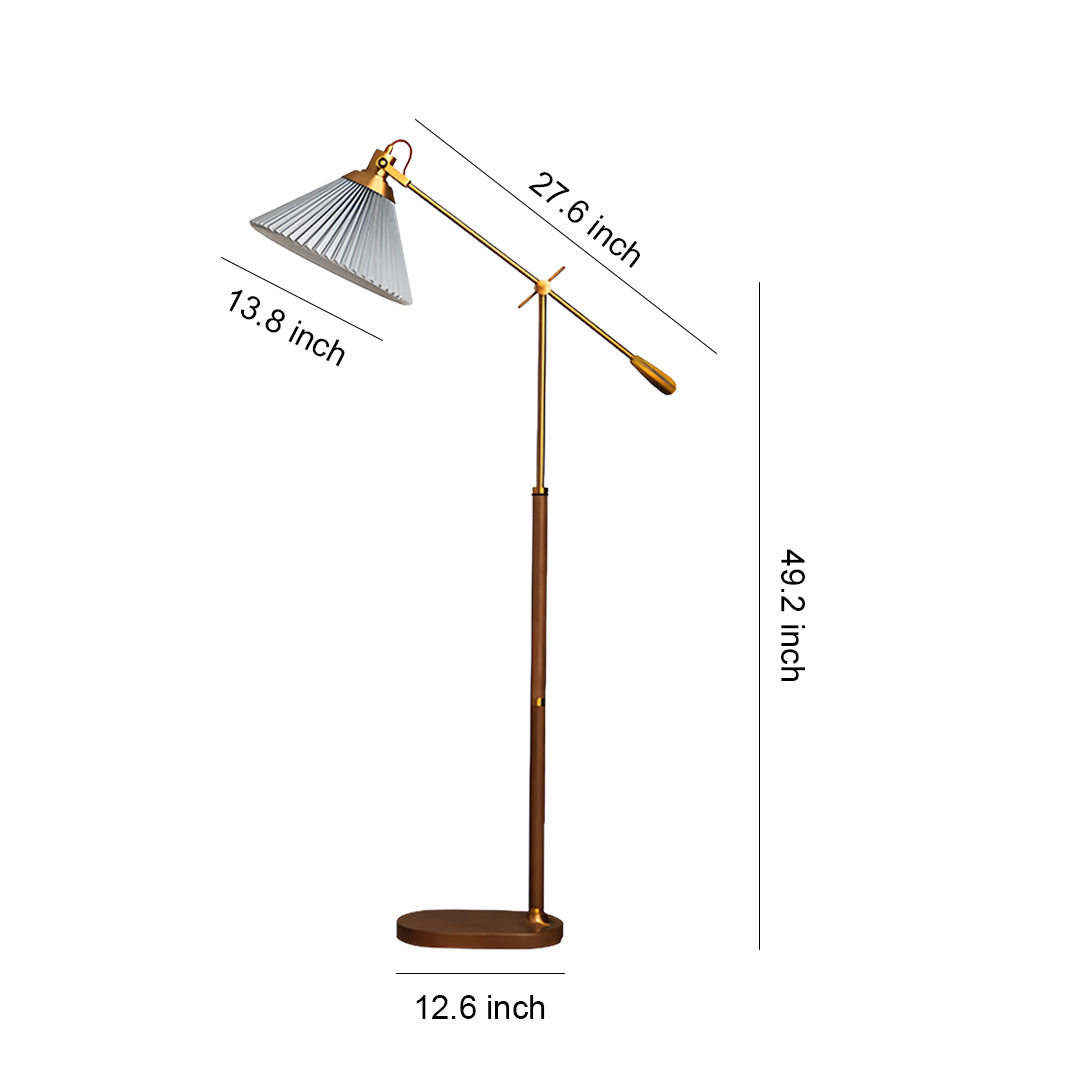 Technical specifications for small black pendant light designed as adjustable reading lamp with brass articulating arm