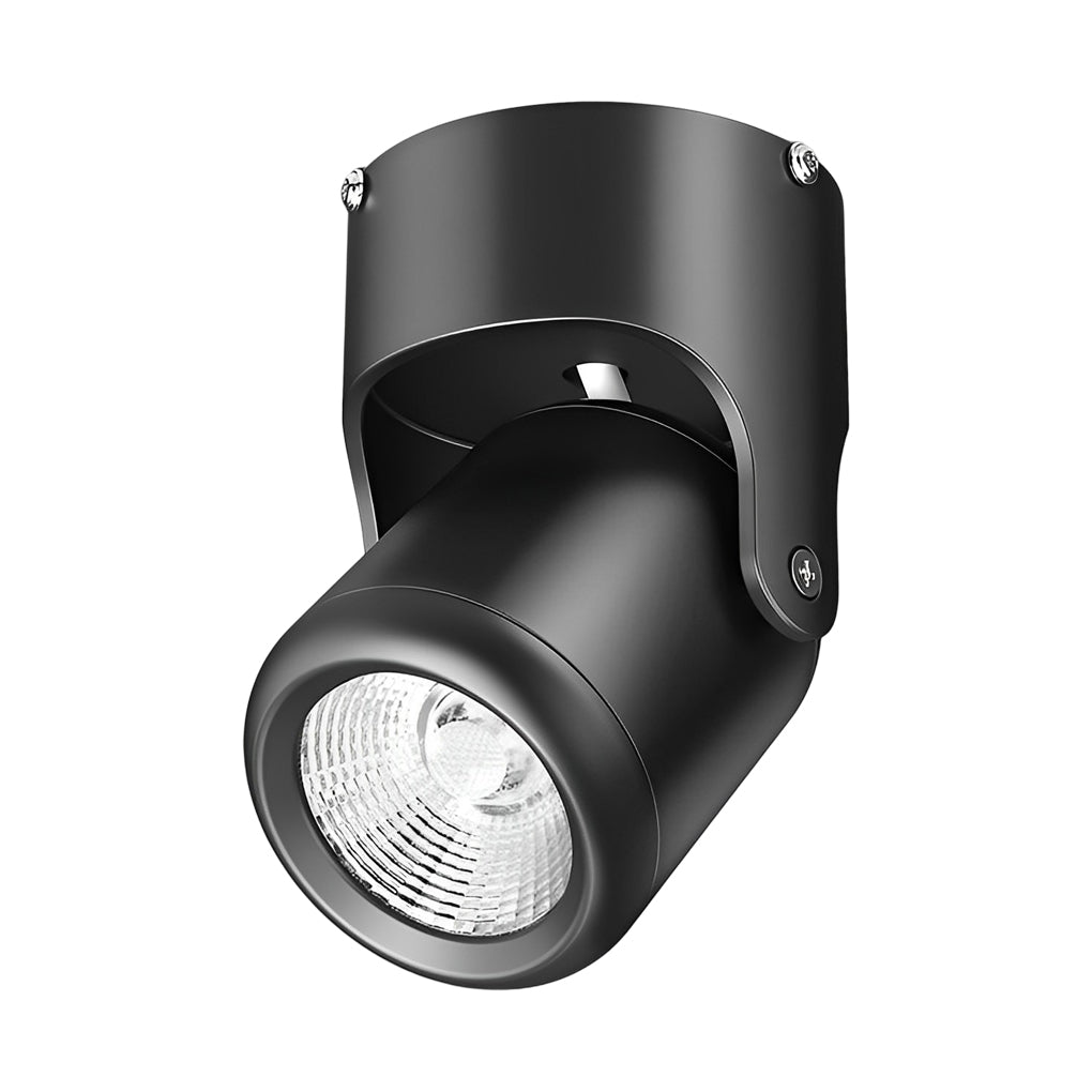 Adjustable downlights with a minimalist design, providing soft lighting in a hallway.
