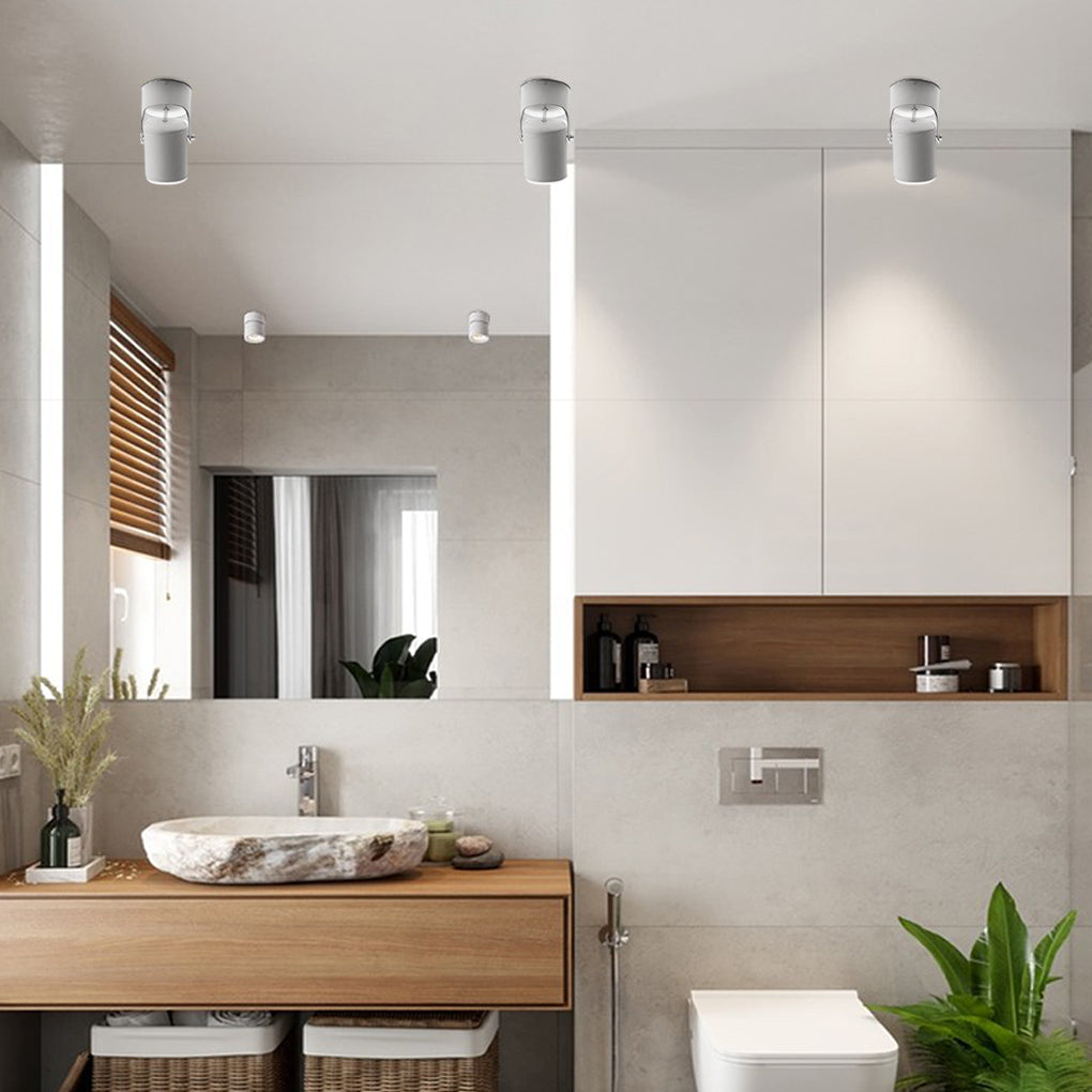 Adjustable downlights with a minimalist design, enhancing a stylish bathroom.