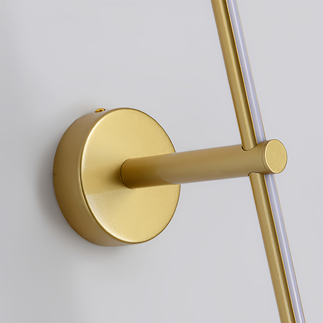 Adjustable linear semi flush mount light with gold finish wall mount and directional LED beam