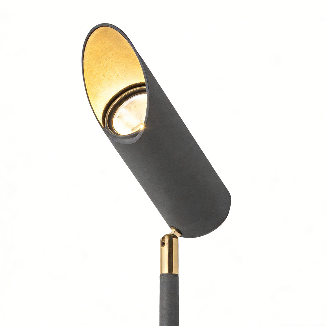 Adjustable landscape lighting enhancing a contemporary outdoor space with directional light.