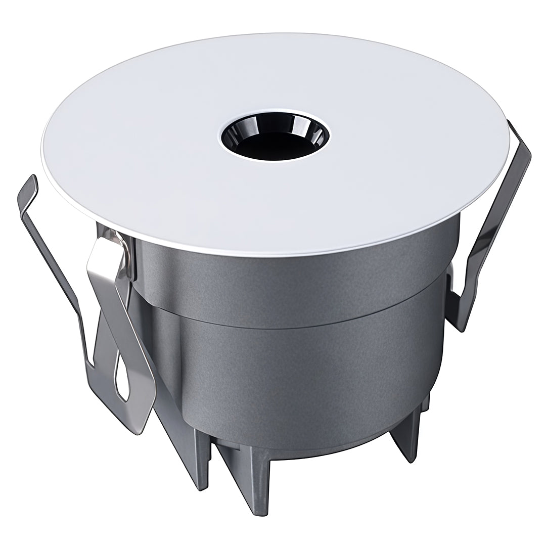 Adjustable LED recessed spotlight with white trim and tilting mechanism for accent lighting