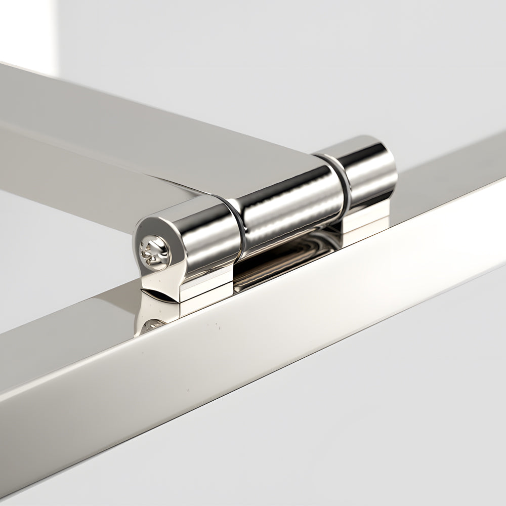 Close-up of adjustable light bars for bathroom vanity showing premium metal hardware detail