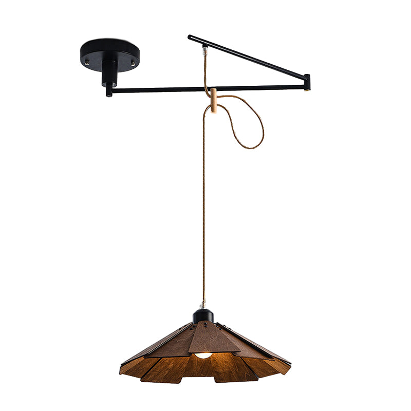 Adjustable pendant light fixture with wall-mounted swing arm