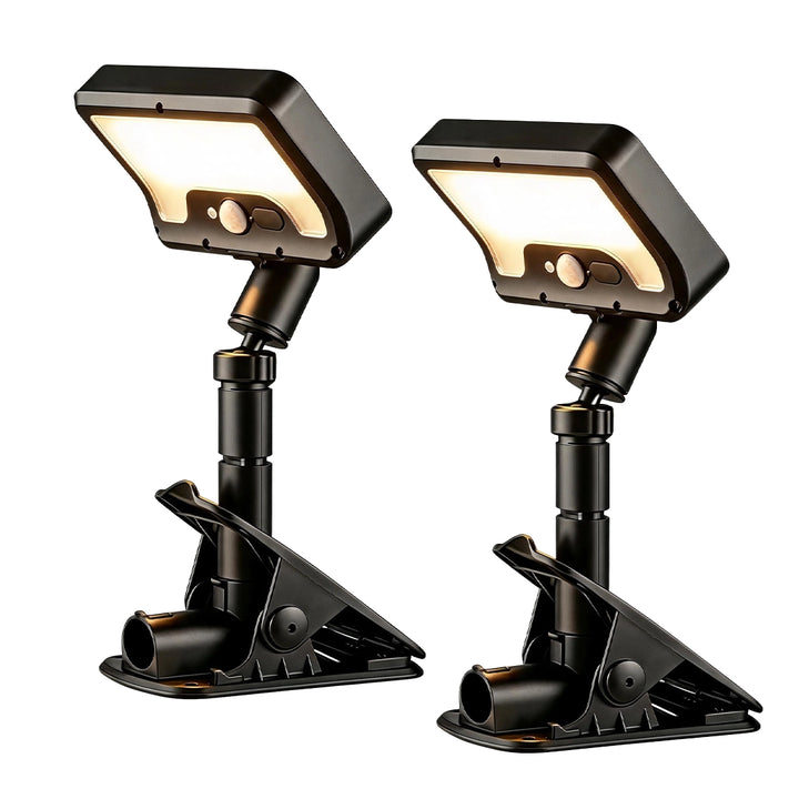 2 PCS Clip on Outdoor Solar Lights and USB Rechargeable Light