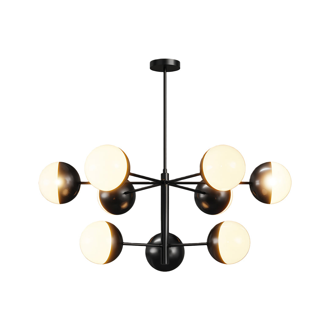 Modern luxury chandeliers in aged bronze with artistic globe configuration
