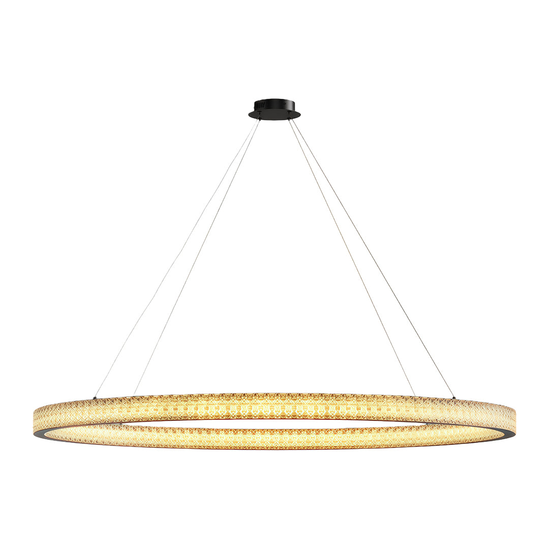 Modern luxury chandeliers in aged bronze with single-ring crystal band configuration