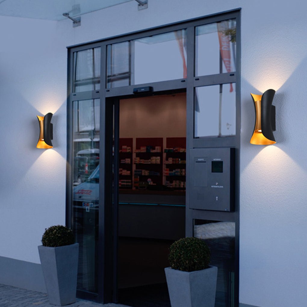 Modern Porch Lighting Set: Black LED Flush Mount & Wall Sconce