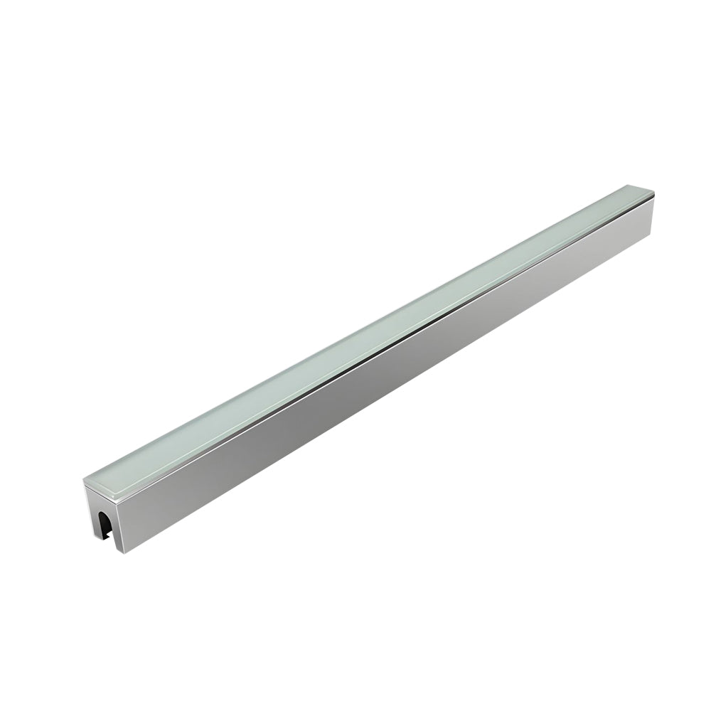 Single aluminum LED channel profile with linear design and mounting slots for strip lighting installations