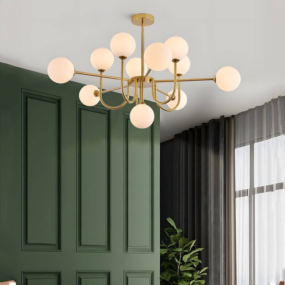 Amber Glass Globe Molecule Chandelier