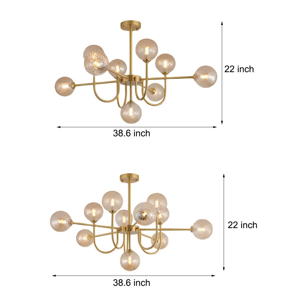Amber Glass Globe Molecule Chandelier