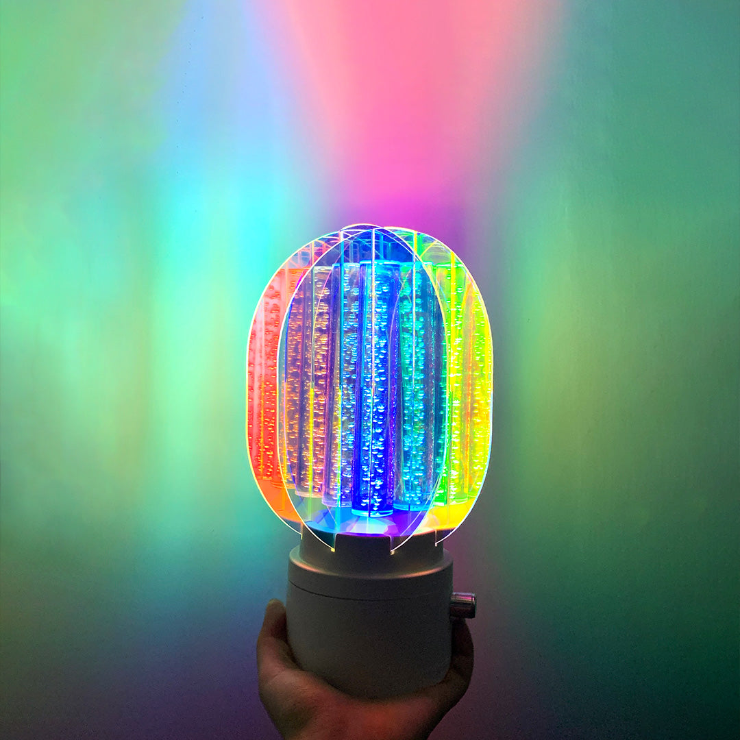 Ambient colourful table lamps with soft rainbow glow enhancing cozy interior atmosphere