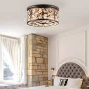 American 13 in. Drum Bronze Crystal Flush Mount Ceiling Lights