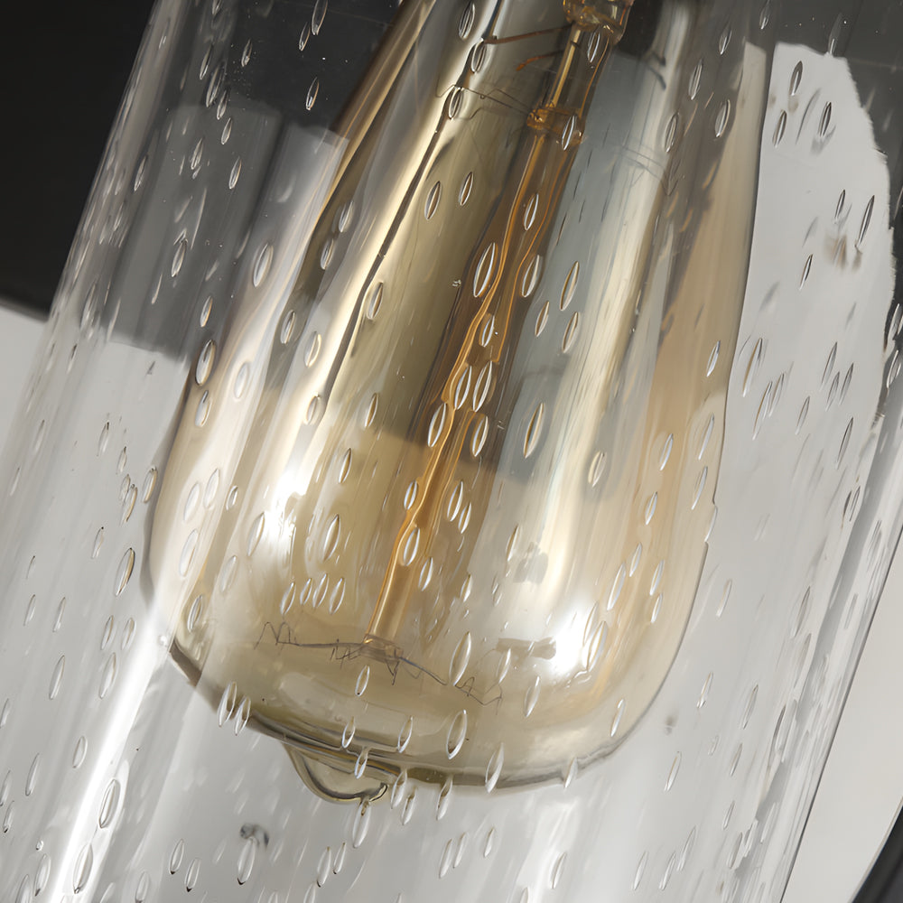 Close-up of glass bulb inside an American outdoor wall sconce