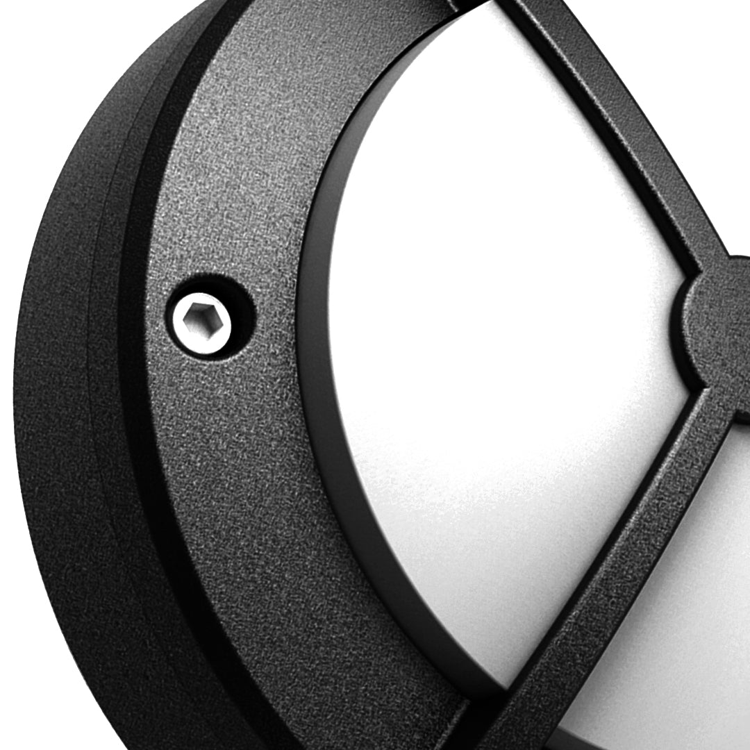 Angled view of waterproof outdoor wall lighting showing depth profile and ring-style mounting
