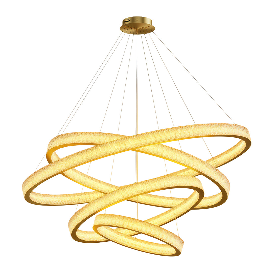 Modern luxury chandeliers with antique brass and spiral intersecting crystal design