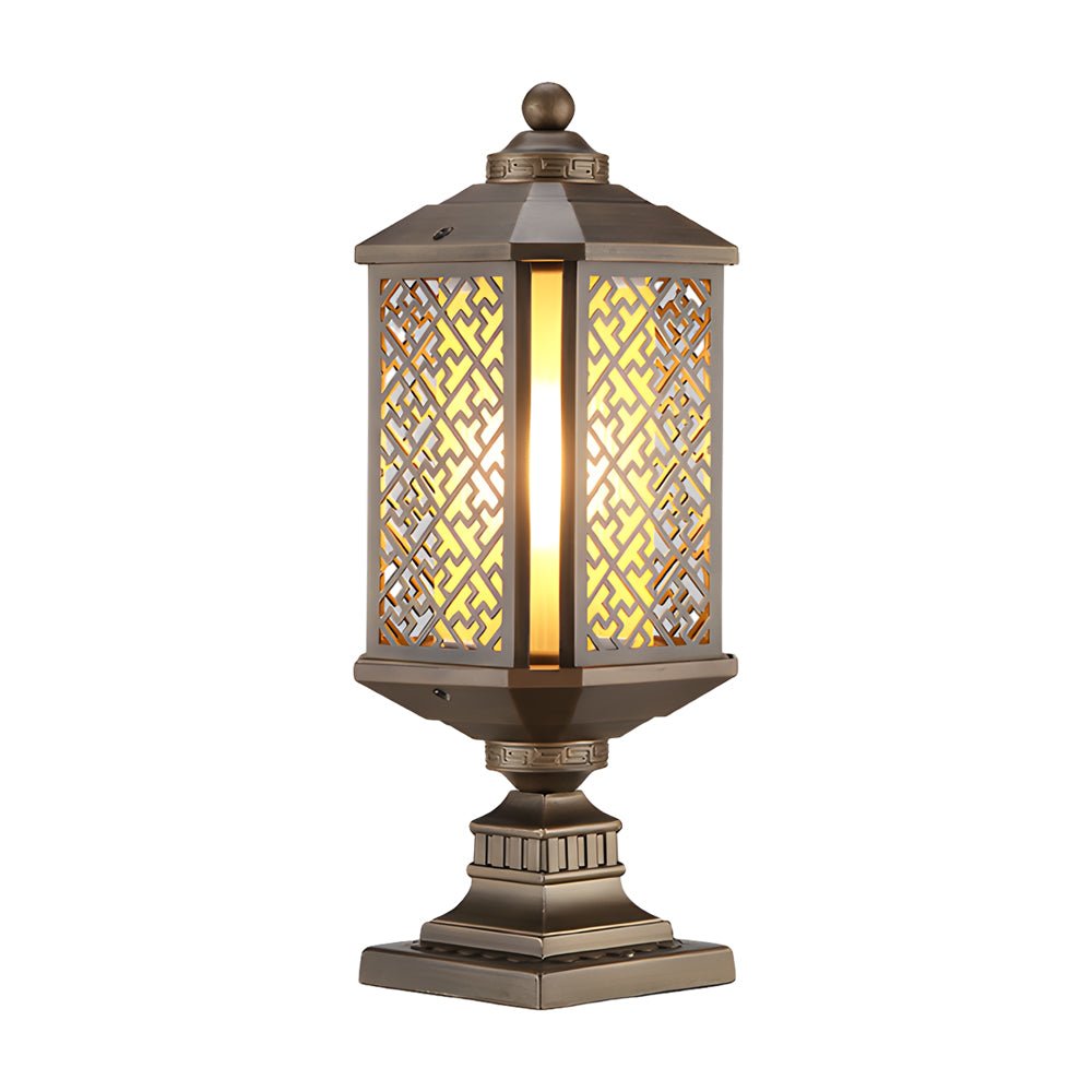 Antique Die - Cast Aluminum Waterproof Glass Shade Retro Fence Post Lights