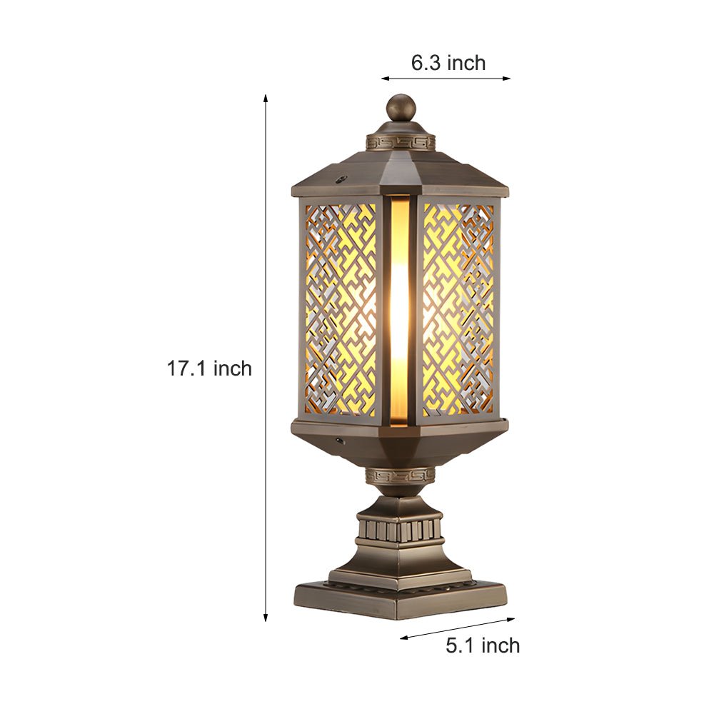 Antique Die - Cast Aluminum Waterproof Glass Shade Retro Fence Post Lights