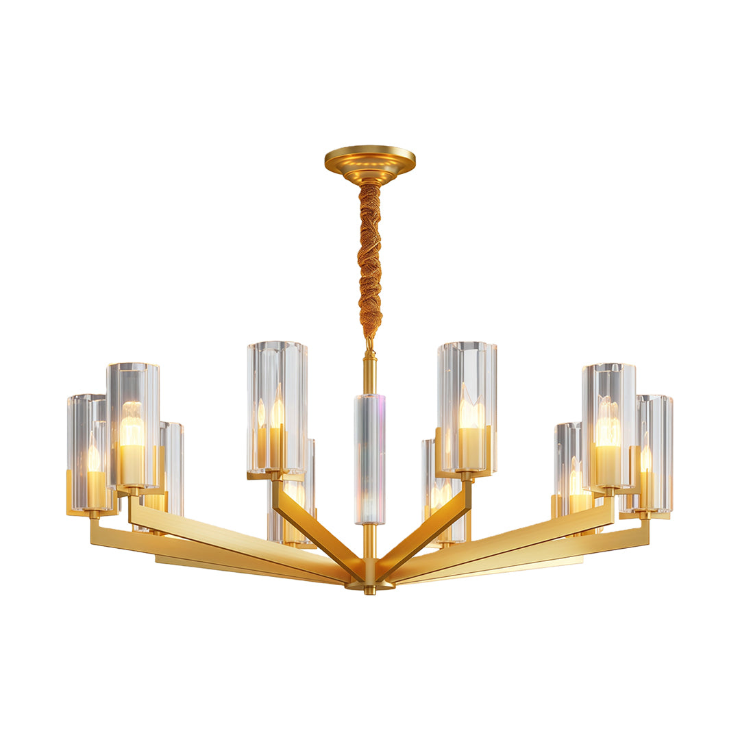 Modern luxury chandeliers with antique gold and artistic branch-like glass tube arrangement