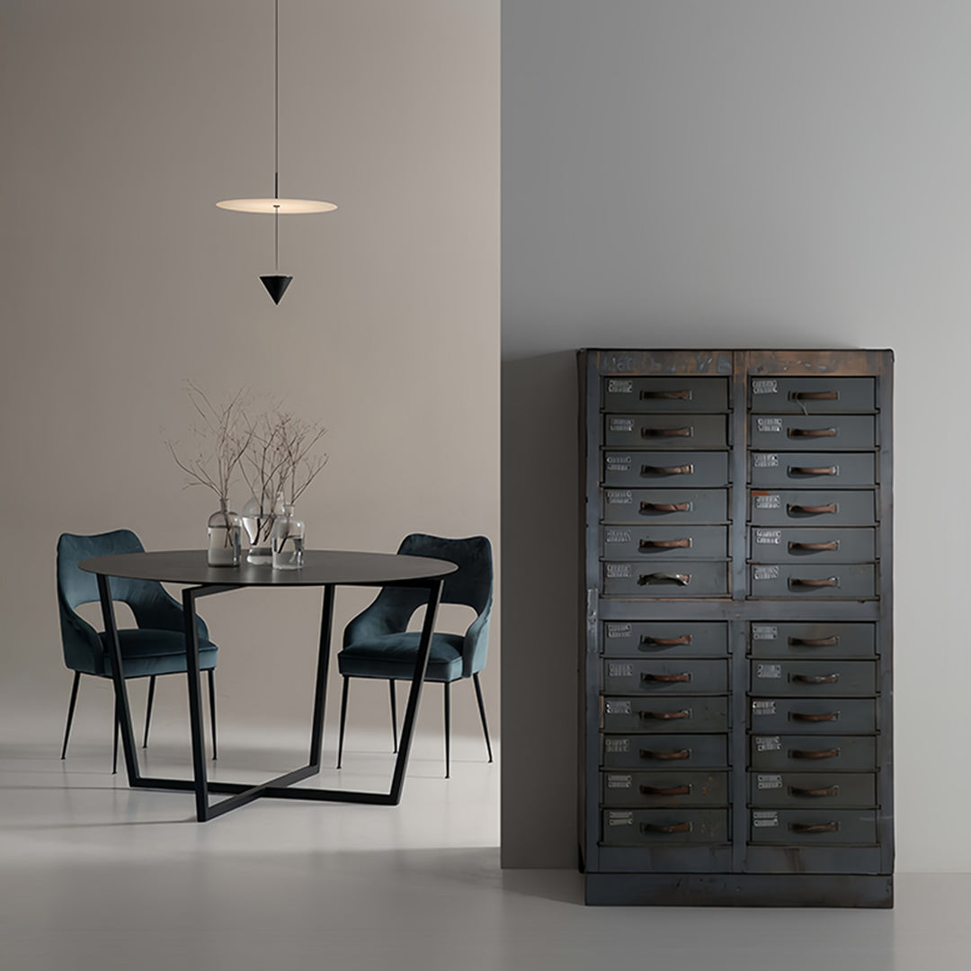 Architectural 1 light pendant featuring geometric form with efficient LED lighting technology