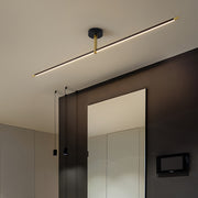 Linear Semi Flush Mount Light Minimalist Black Gold LED Ceiling Lamp