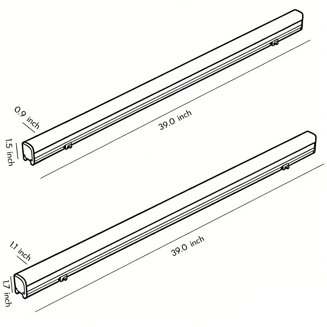 Architectural led strip lighting technical drawing showing dimensions and profile specifications.