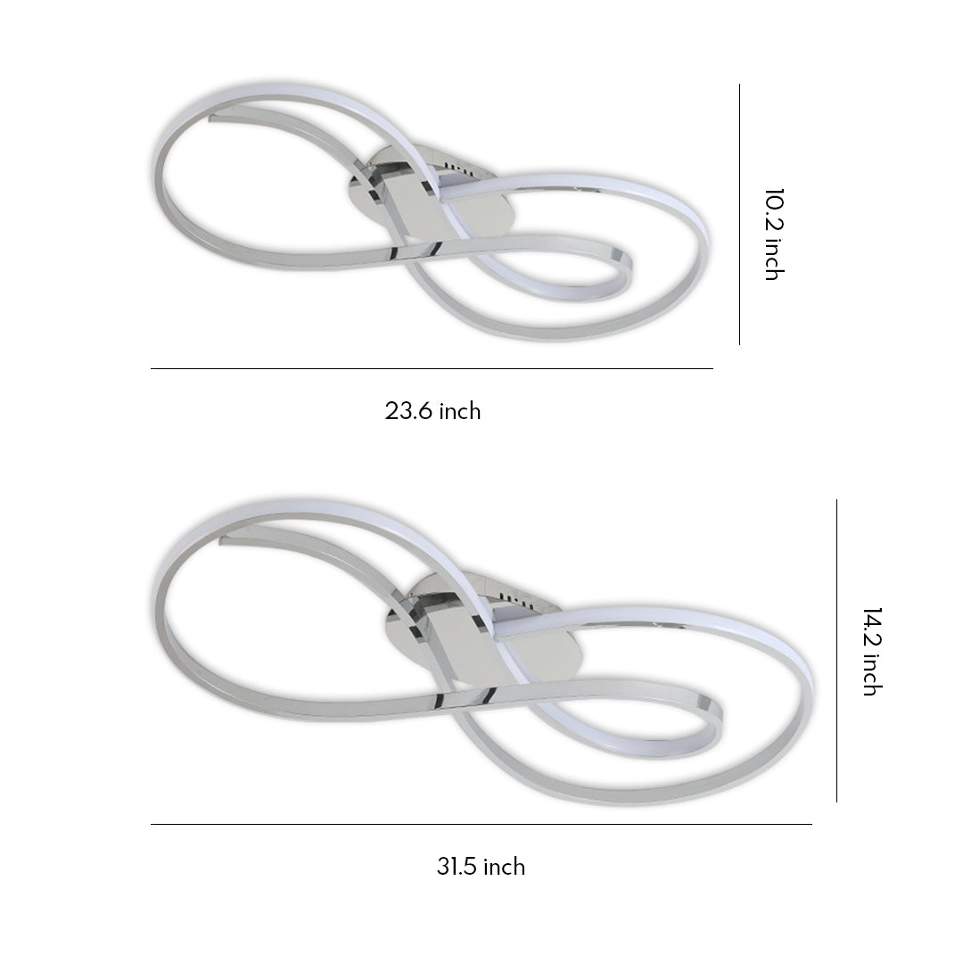 Art deco ceiling light flush mount specification diagram showing two size options