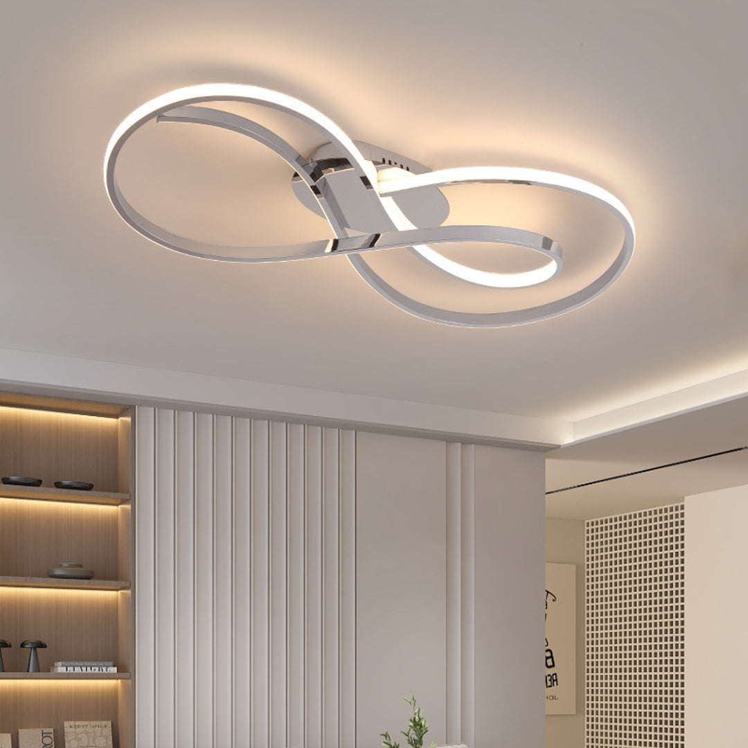 Modern luxury chandeliers style art deco ceiling light above bedroom with neutral decor