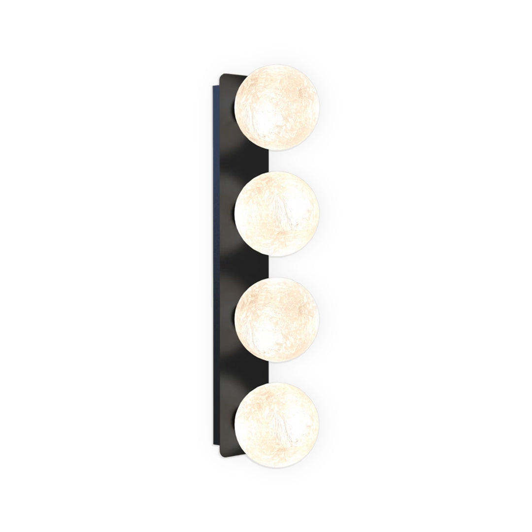 Four-light vertical art glass wall sconce with elongated design.