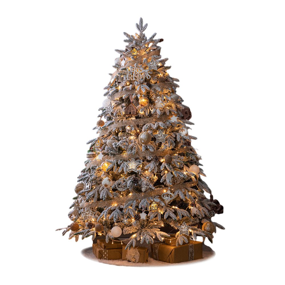 Artificial Simulation Falling Snow Christmas Decor Tree with String Lights