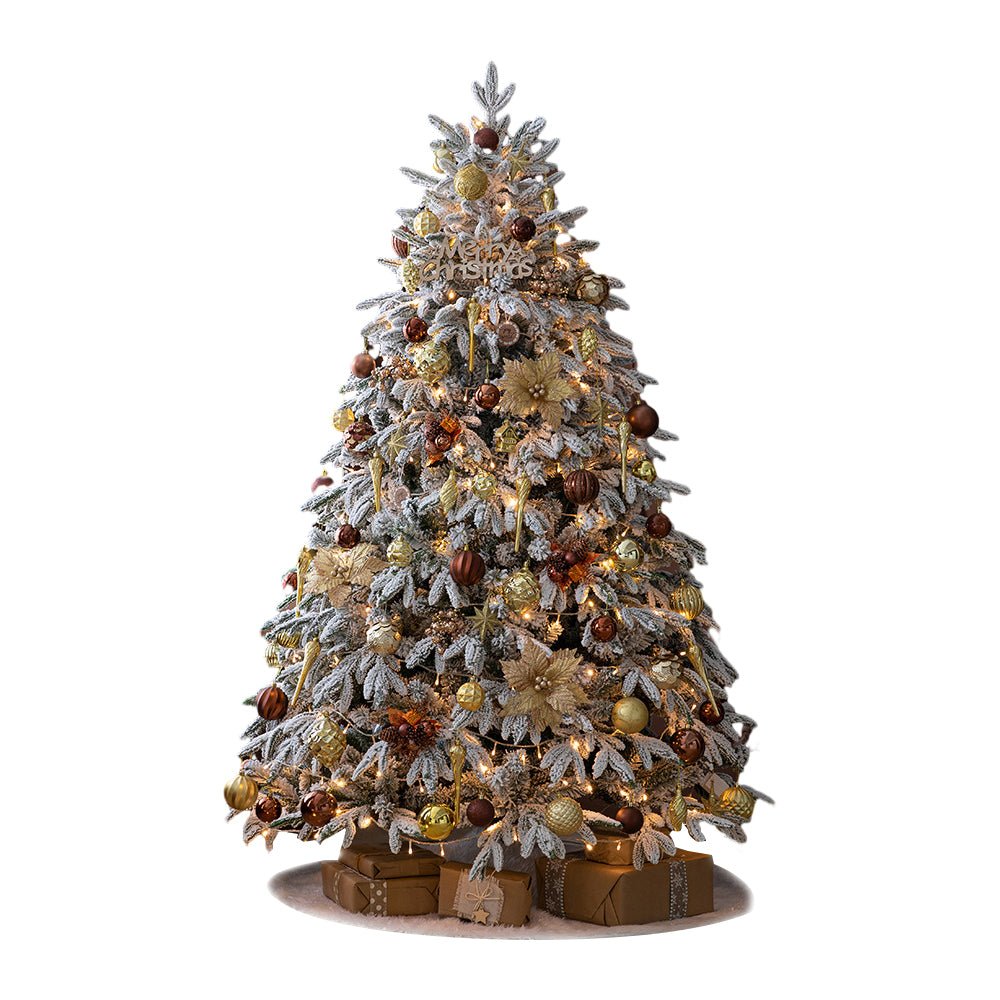 Artificial Simulation Falling Snow Christmas Decor Tree with String Lights