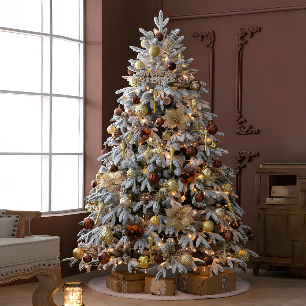 Artificial Simulation Falling Snow Christmas Decor Tree with String Lights