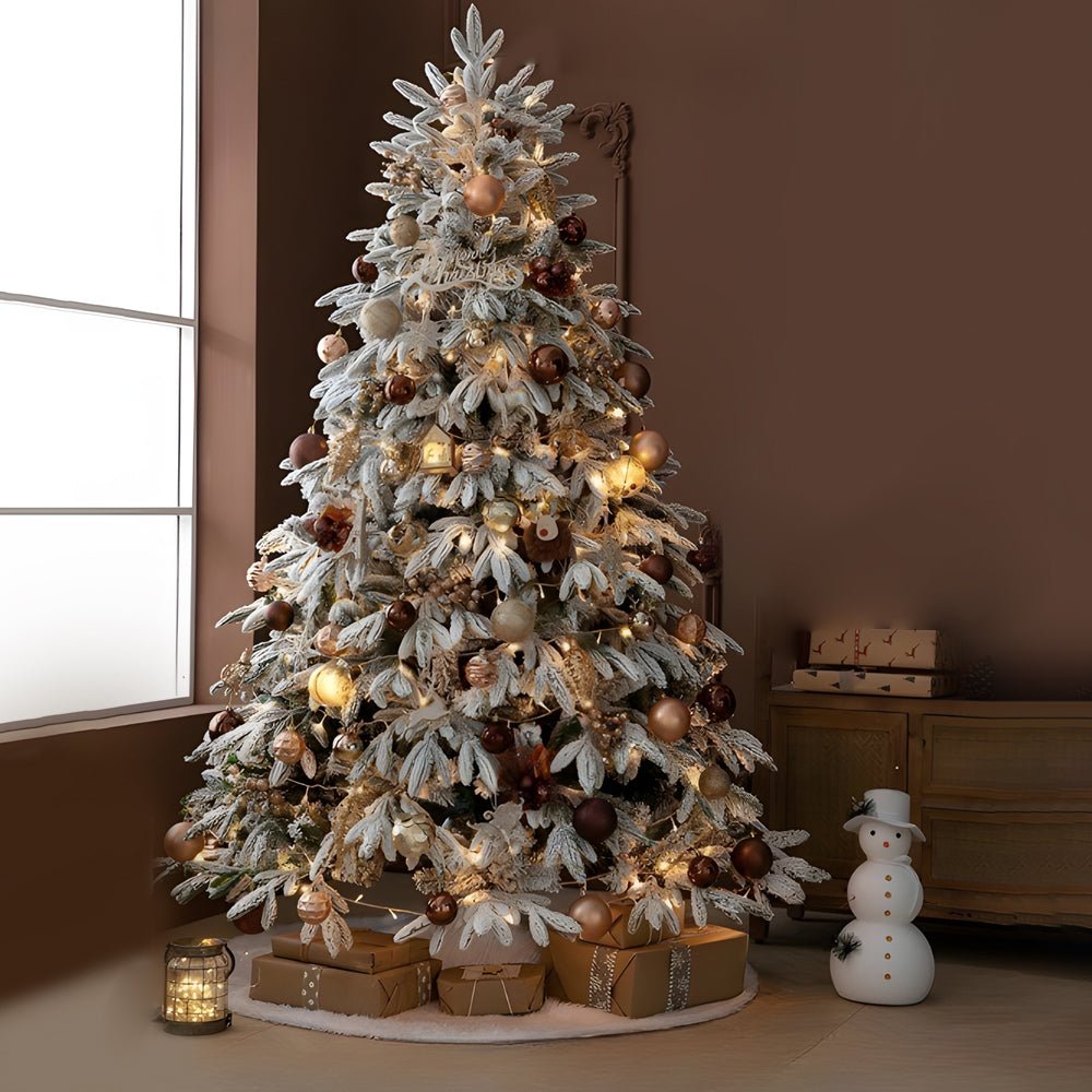 Artificial Simulation Falling Snow Christmas Decor Tree with String Lights