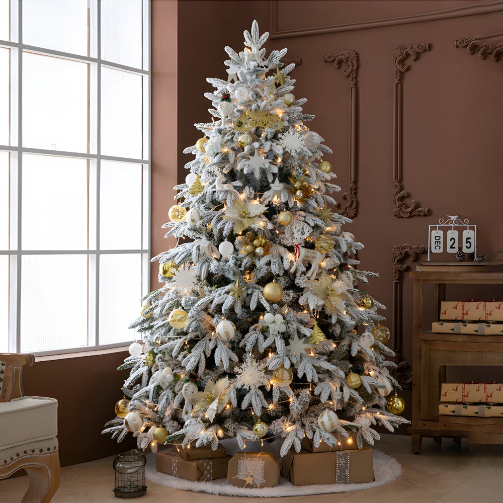 Artificial Simulation Falling Snow Christmas Decor Tree with String Lights