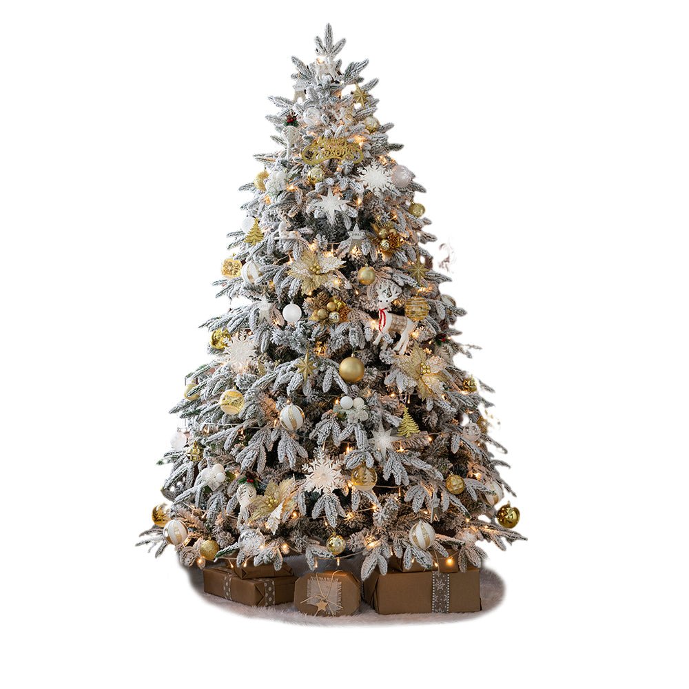 Artificial Simulation Falling Snow Christmas Decor Tree with String Lights