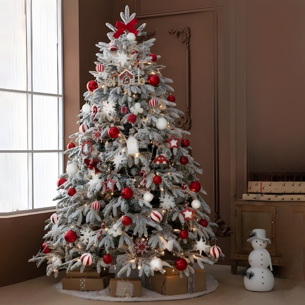 Artificial Simulation Falling Snow Christmas Decor Tree with String Lights