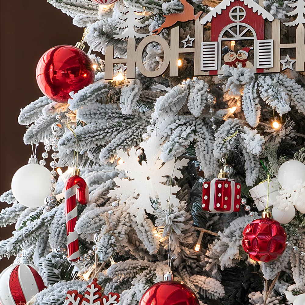 Artificial Simulation Falling Snow Christmas Decor Tree with String Lights