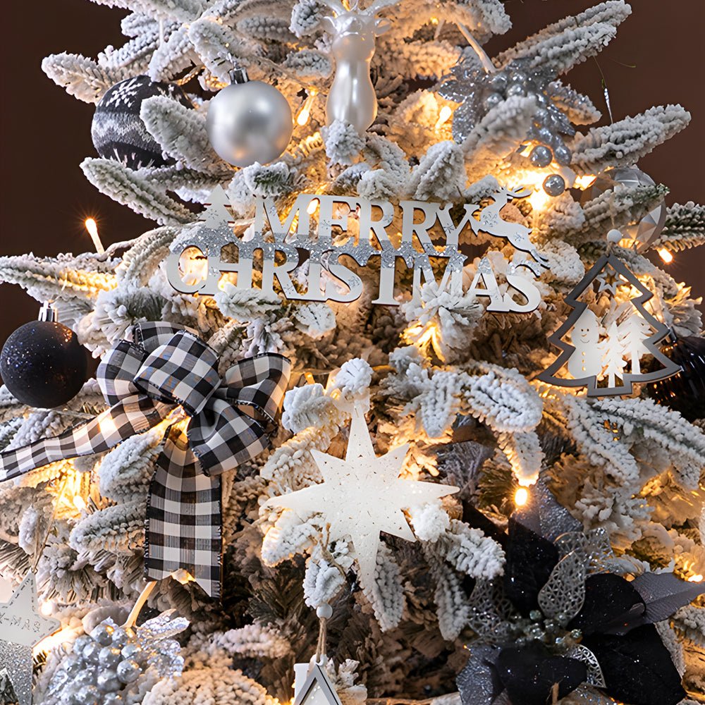 Artificial Simulation Falling Snow Christmas Decor Tree with String Lights