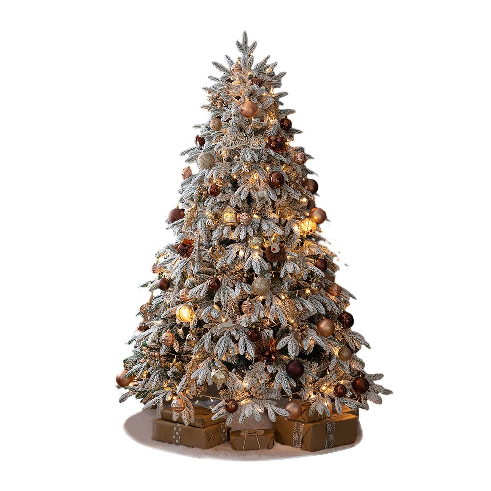 Artificial Simulation Falling Snow Christmas Decor Tree with String Lights