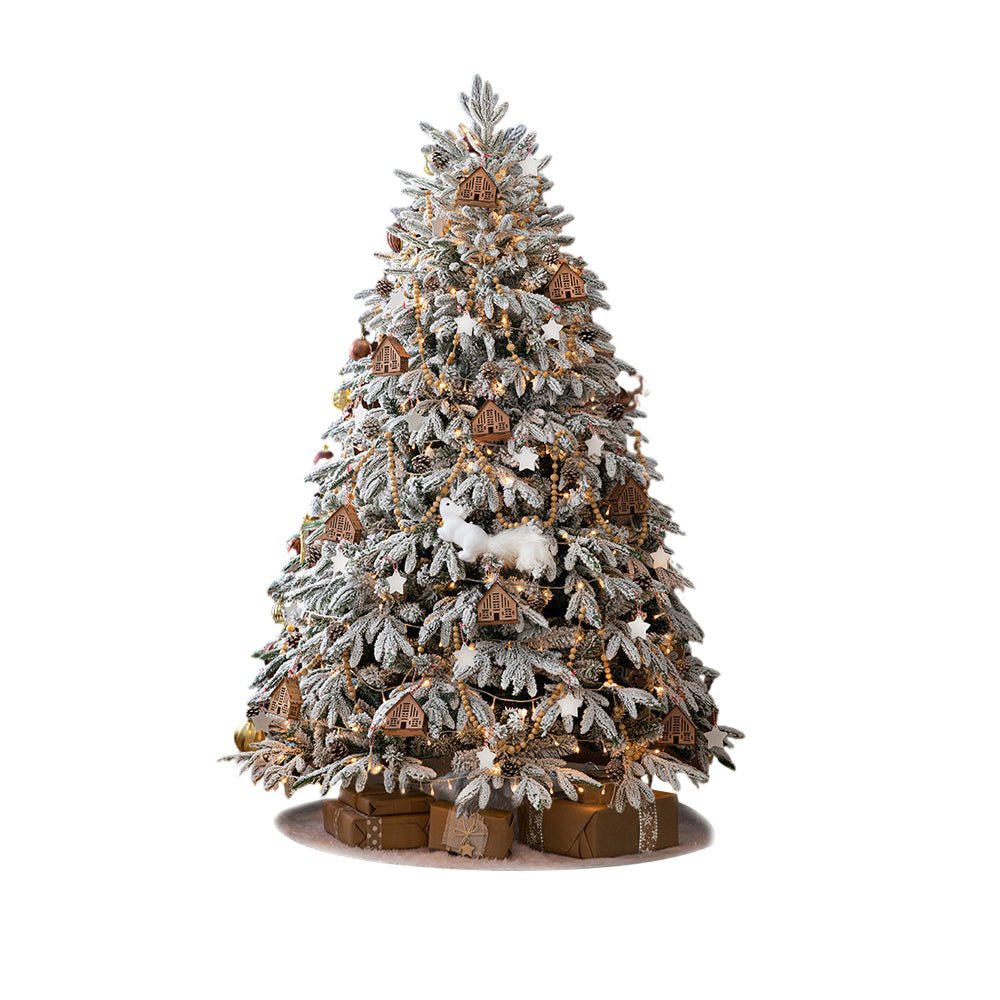 Artificial Simulation Falling Snow Christmas Decor Tree with String Lights