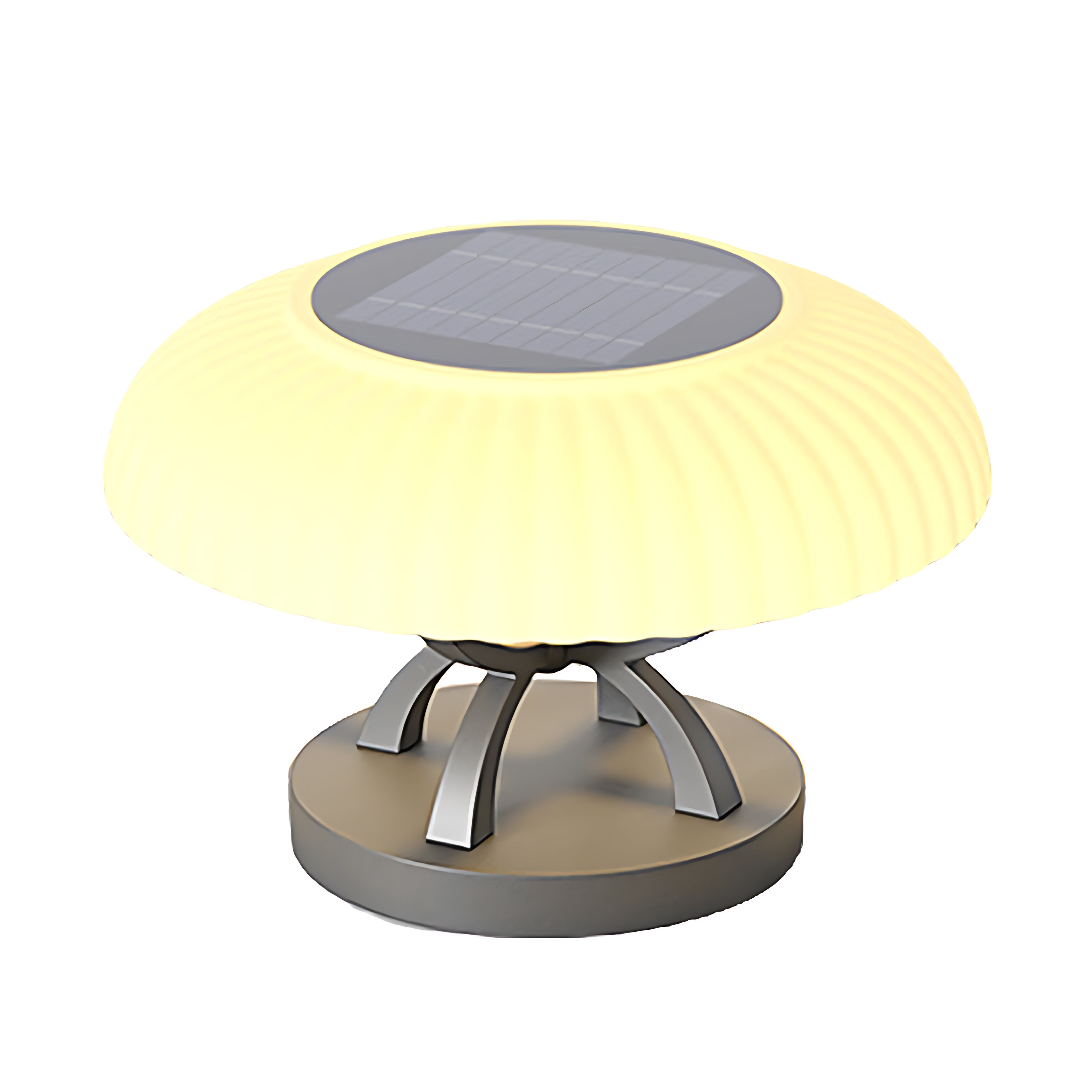 Artistic rendering of hollow square pillar light with glowing LED canopy displaying contemporary outdoor lighting design