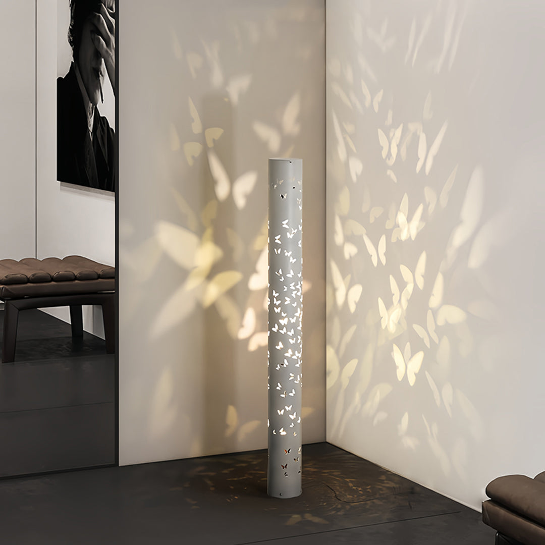 Contemporary small black pendant light transforming room ambiance with artistic light projection