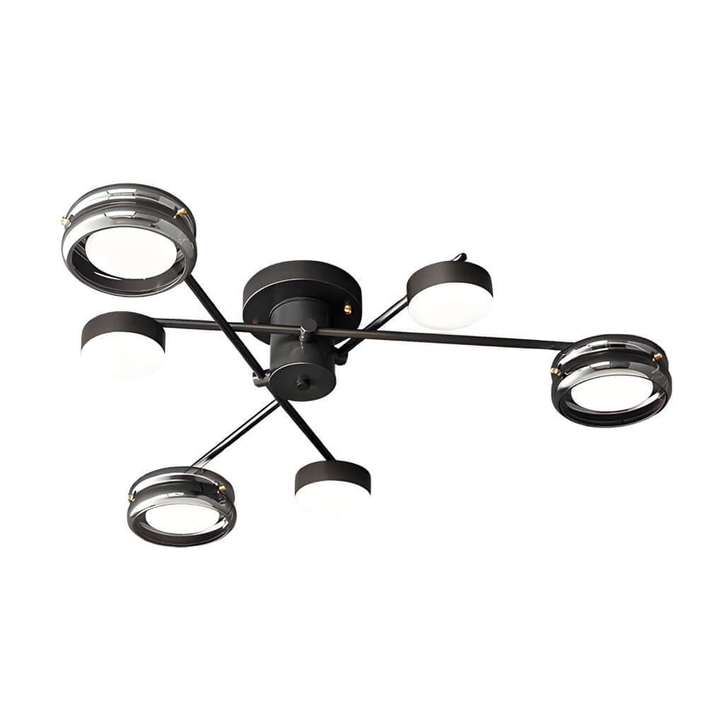 Artistic Multi - Head Matte Black Copper Semi - Flush Mount Ceiling Lighting