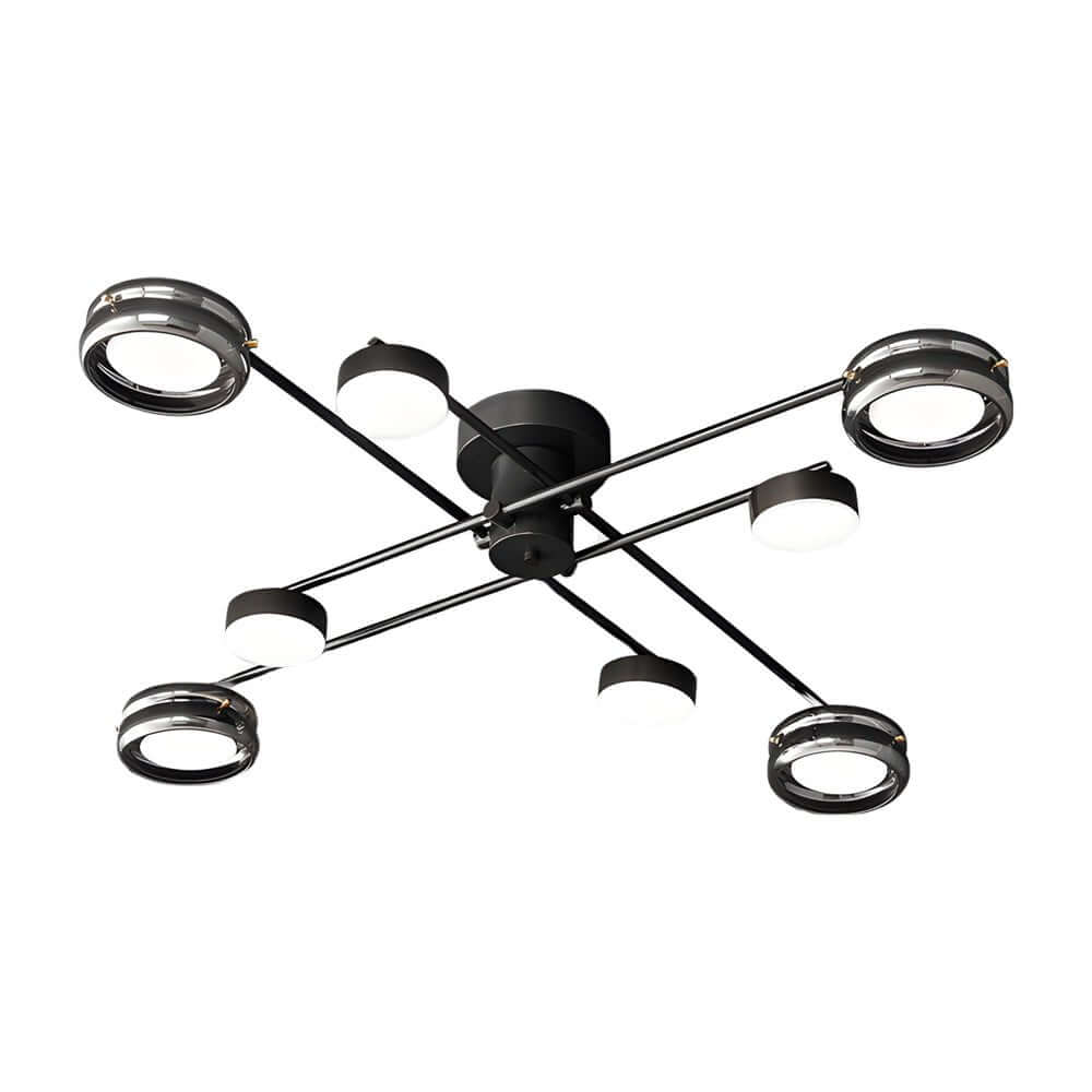 Artistic Multi - Head Matte Black Copper Semi - Flush Mount Ceiling Lighting