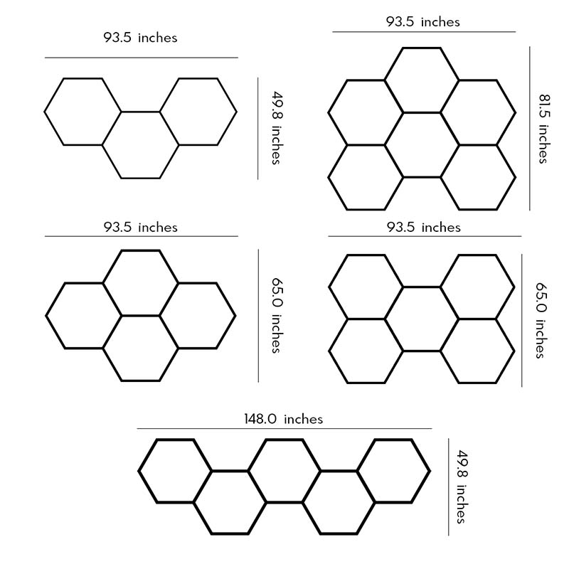Large asymmetric honeycomb ceiling light arrangement for commercial LED ceiling installations.