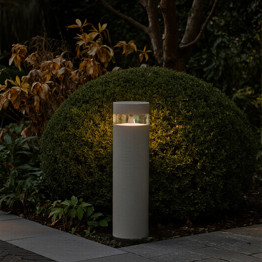 Pathway light outdoor enhancing autumn garden landscape with warm illumination among seasonal foliage and plants