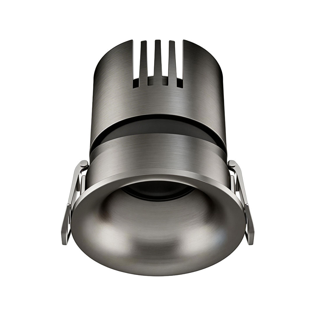 Back view of recessed ceiling spotlight showing the adjustable mounting and power connectors.